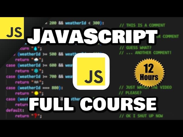 Curso completo de JavaScript, Creado por Bro Code, Duración: 12h 00min, Idioma: Inglés.