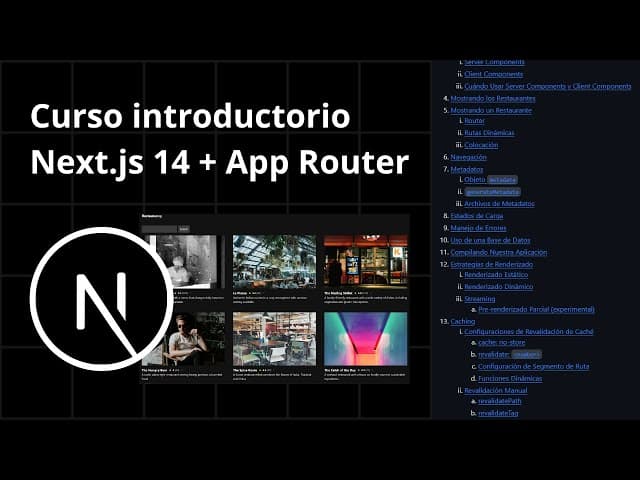 Curso completo de Next.js 14 con App Router, Creado por Goncy, Duración: 1h 28min, Idioma: Español.