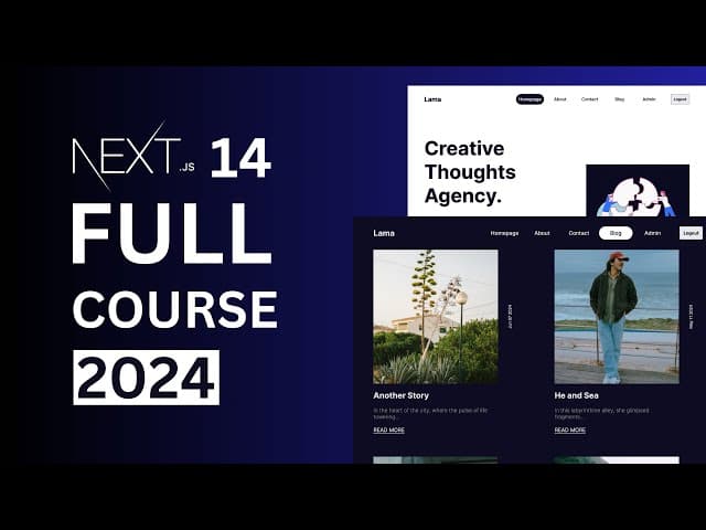 Curso completo de Next.js 14, Creado por Lama Dev, Duración: 4h 55min, Idioma: Inglés.